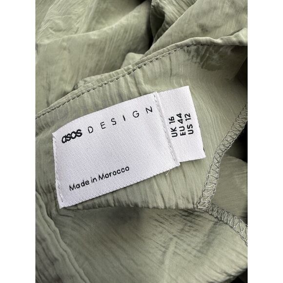 ASOS Design Green Sleeveless Tiered Ruffle Dress US 12 NWT Irregular Hem - Picture 13 of 14